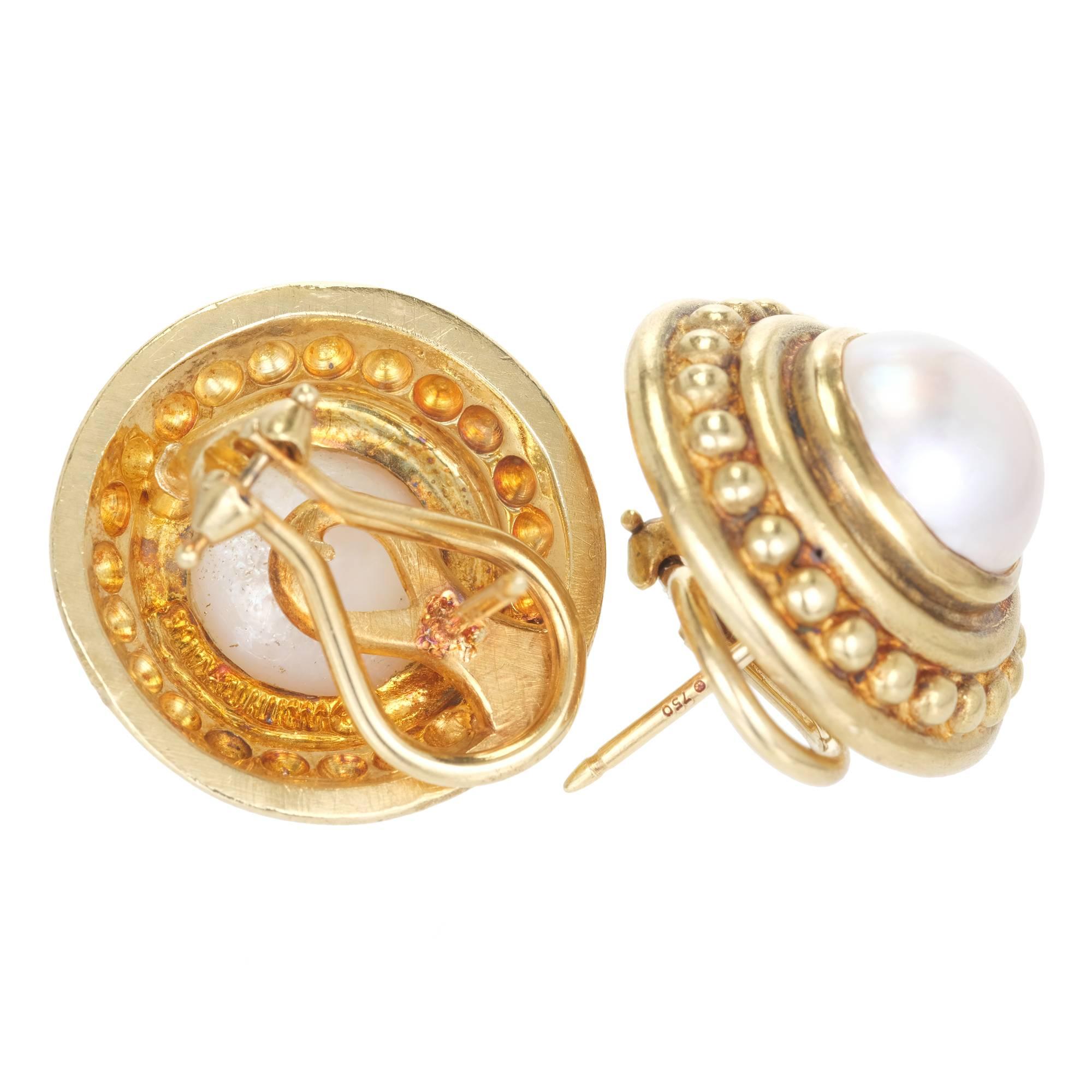 Judith Ripka Mabe Pearl Gold Earrings 1