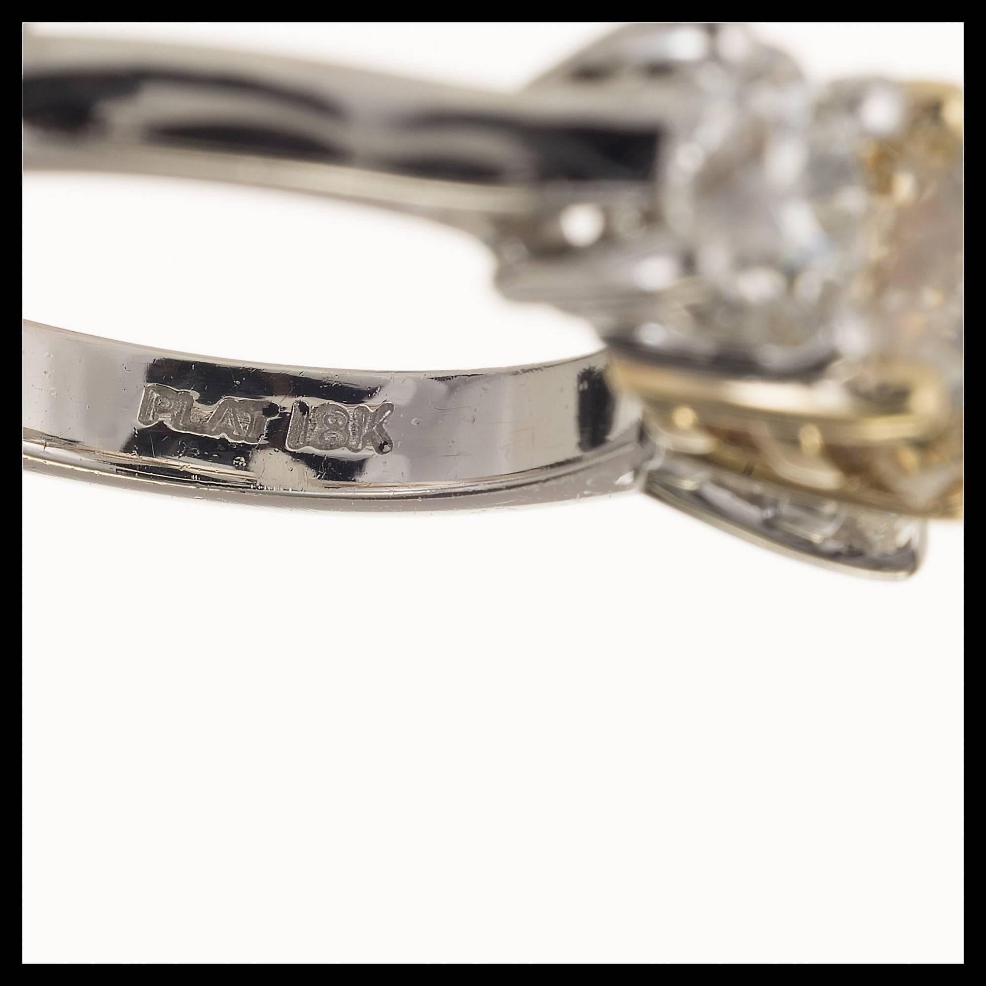 Peter Suchy 2.78 Carat Three-Stone Fancy Yellow Diamond Platinum Engagement Ring 4
