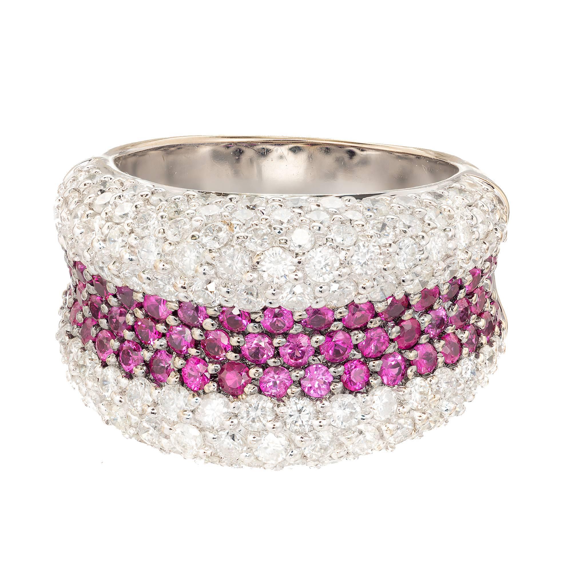 Sonia B Ruby Diamond Gold Dome Cocktail Band Ring For Sale