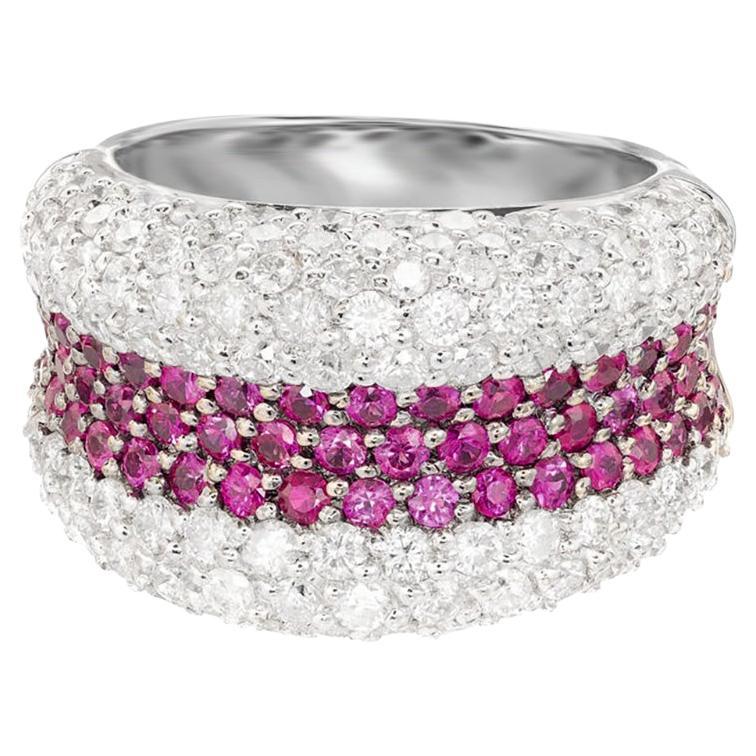 Sonia B 4 Carat Ruby Diamond Gold Dome Cocktail Band Ring