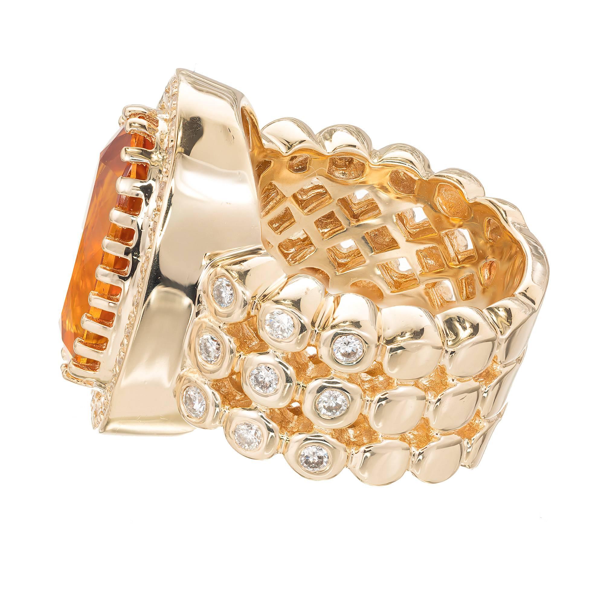 Women's Sonia B Citrine Diamond Gold Cocktail Ring