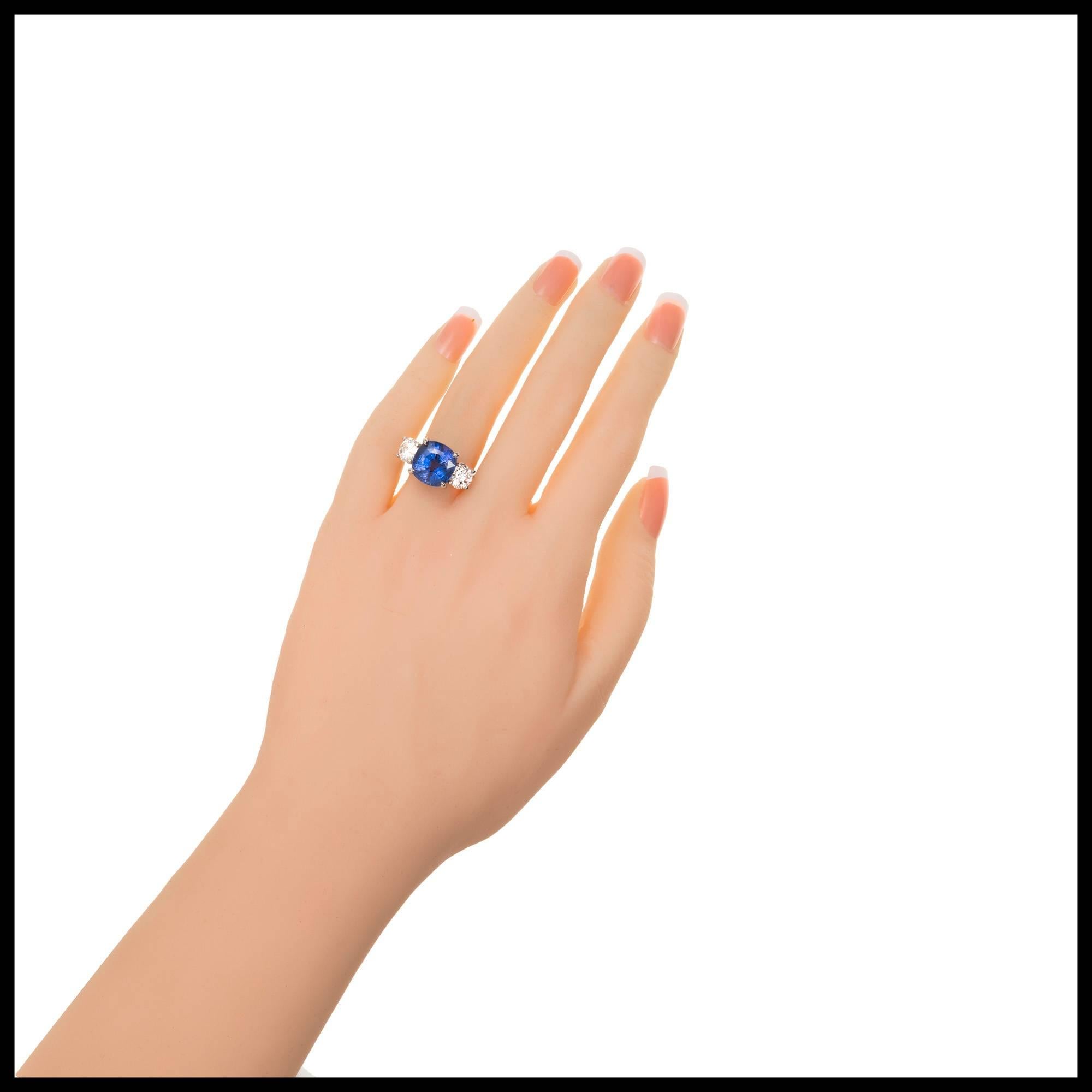 Peter Suchy, bague de fiançailles en platine avec saphir naturel de 7,72 carats et diamant en vente 1