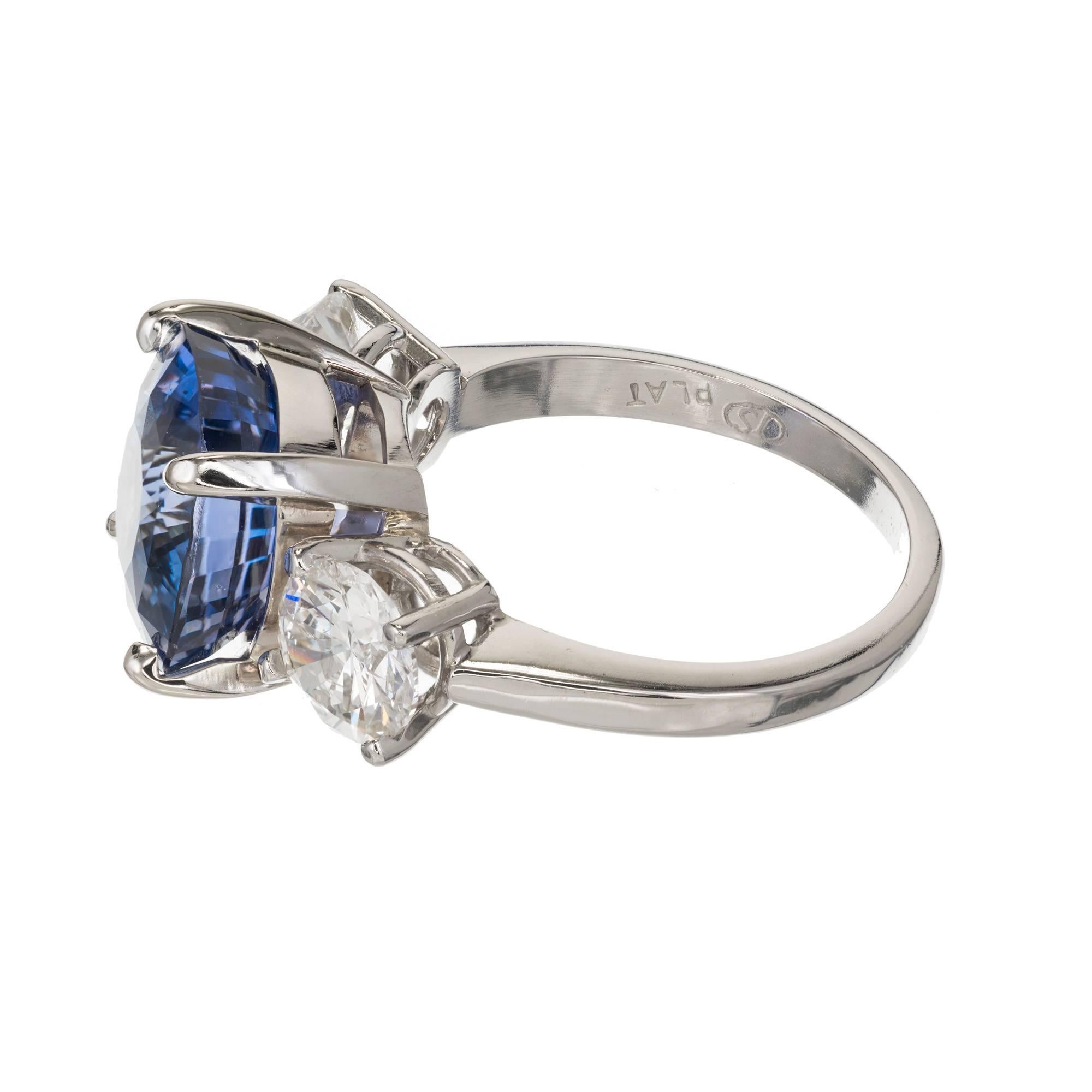 Peter Suchy, bague de fiançailles en platine avec saphir naturel de 7,72 carats et diamant en vente 3
