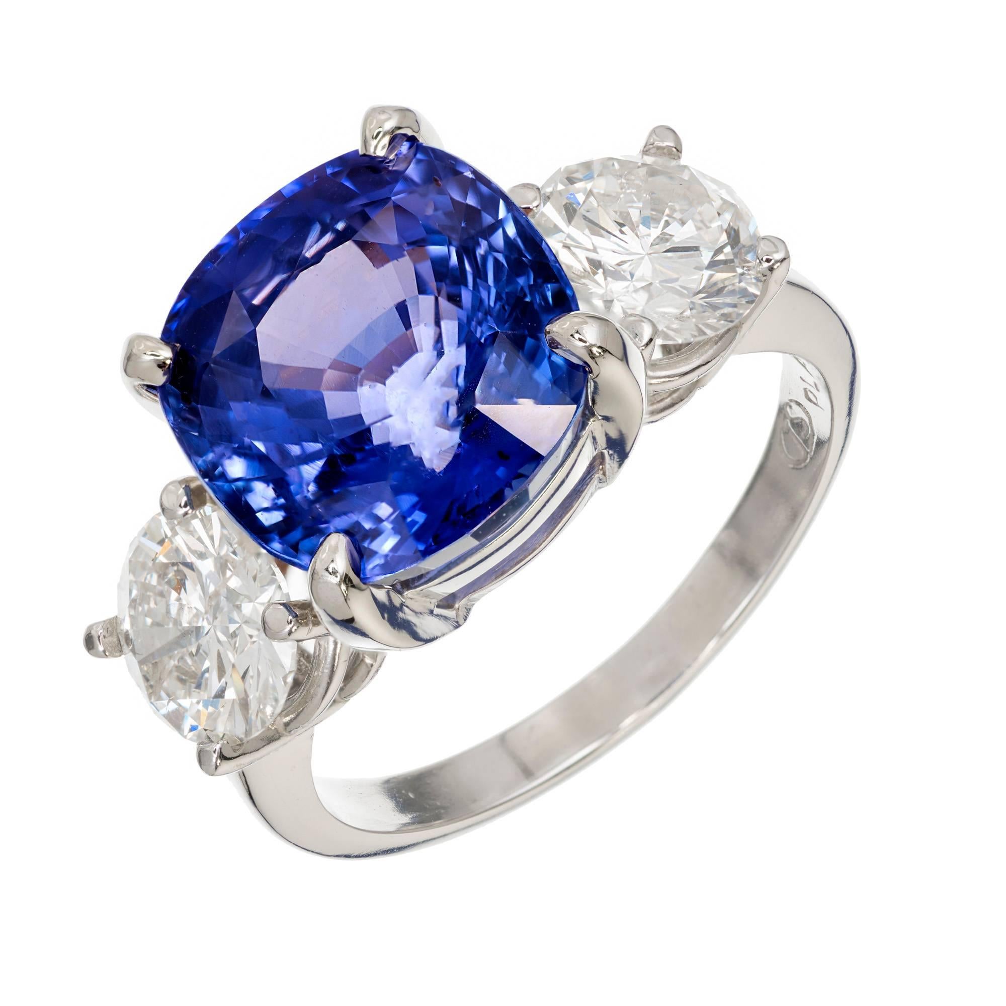 Cushion Cut Peter Suchy 7.72 Carat Natural Sapphire Diamond Platinum Engagement Ring For Sale