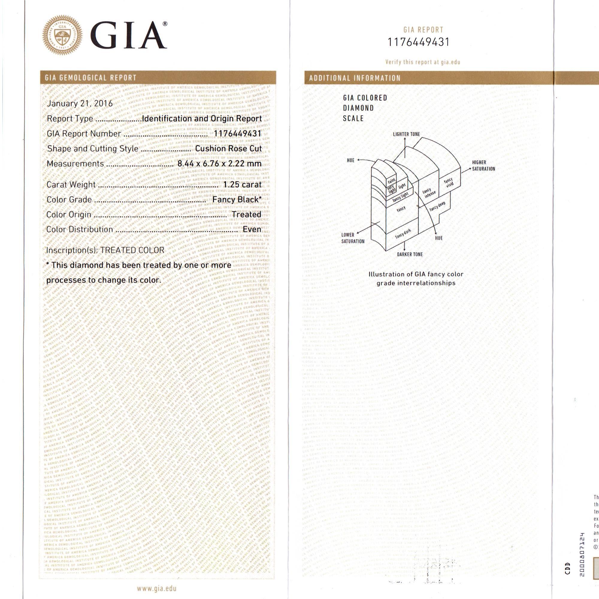 Women's GIA Certified Peter Suchy 2.64 Carat Black Diamond Halo Gold Earrings