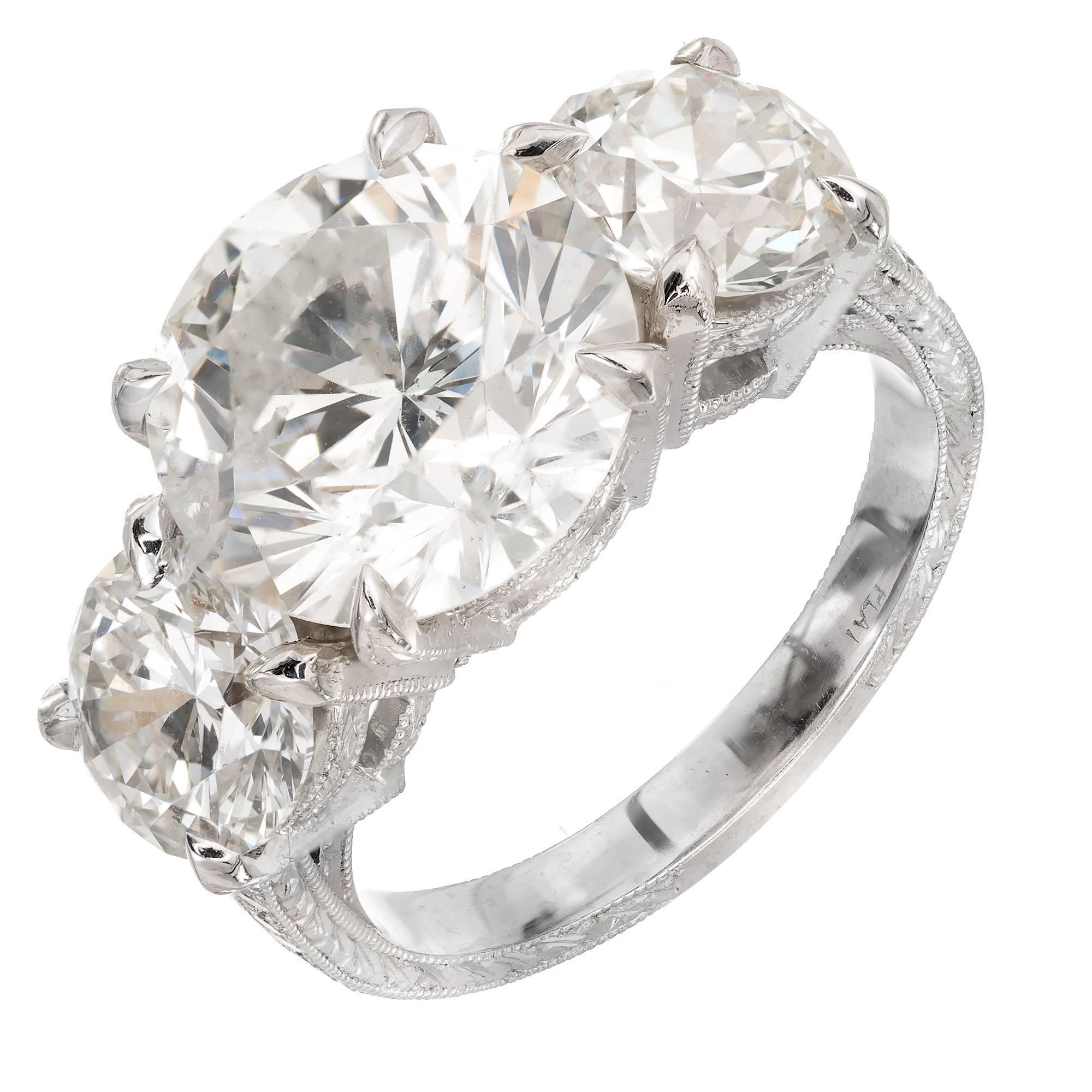Peter Suchy 5.46 Carat Diamond Three-Stone Platinum Engagement Ring