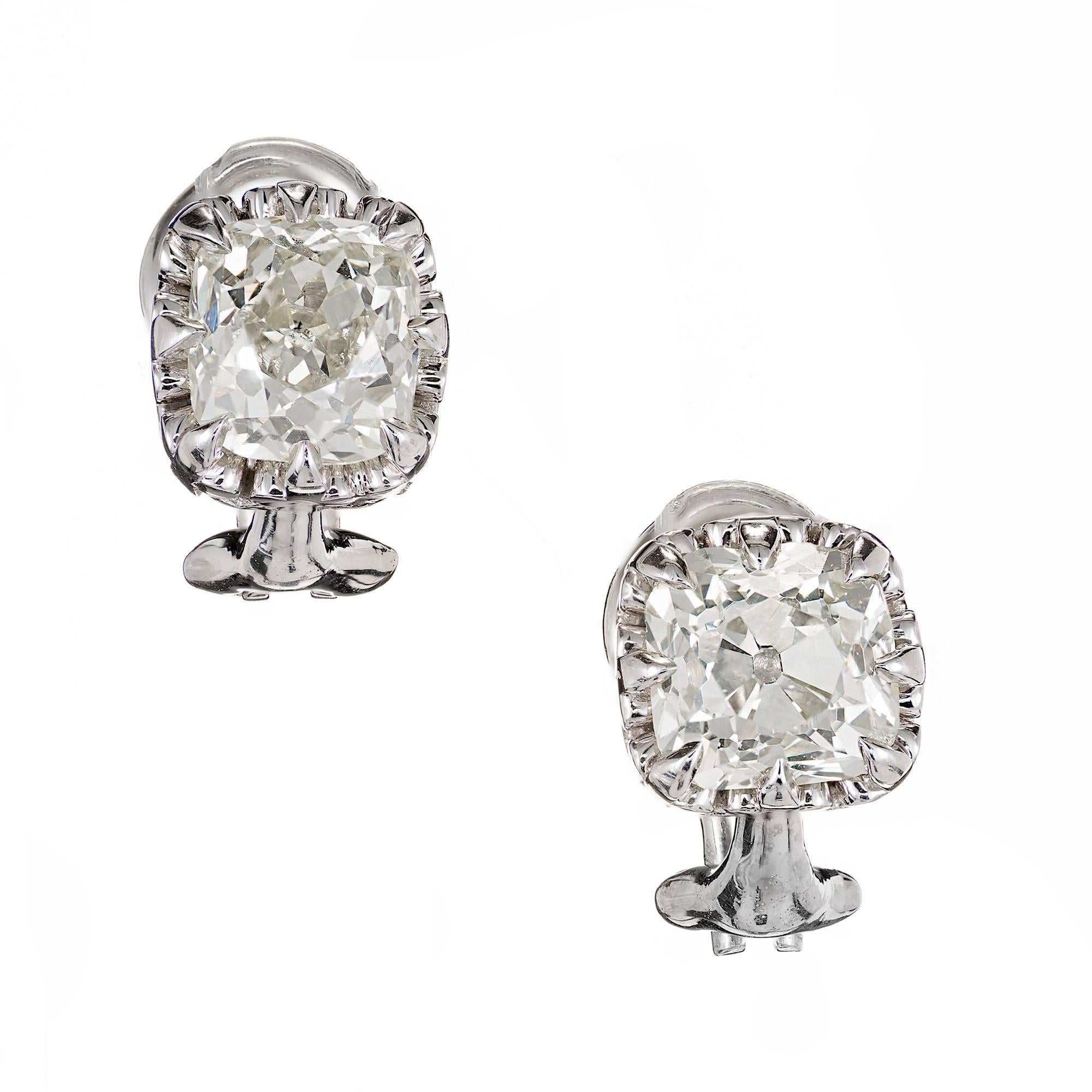 Peter Suchy 3.10 Carat Diamond Stud Platinum Earrings