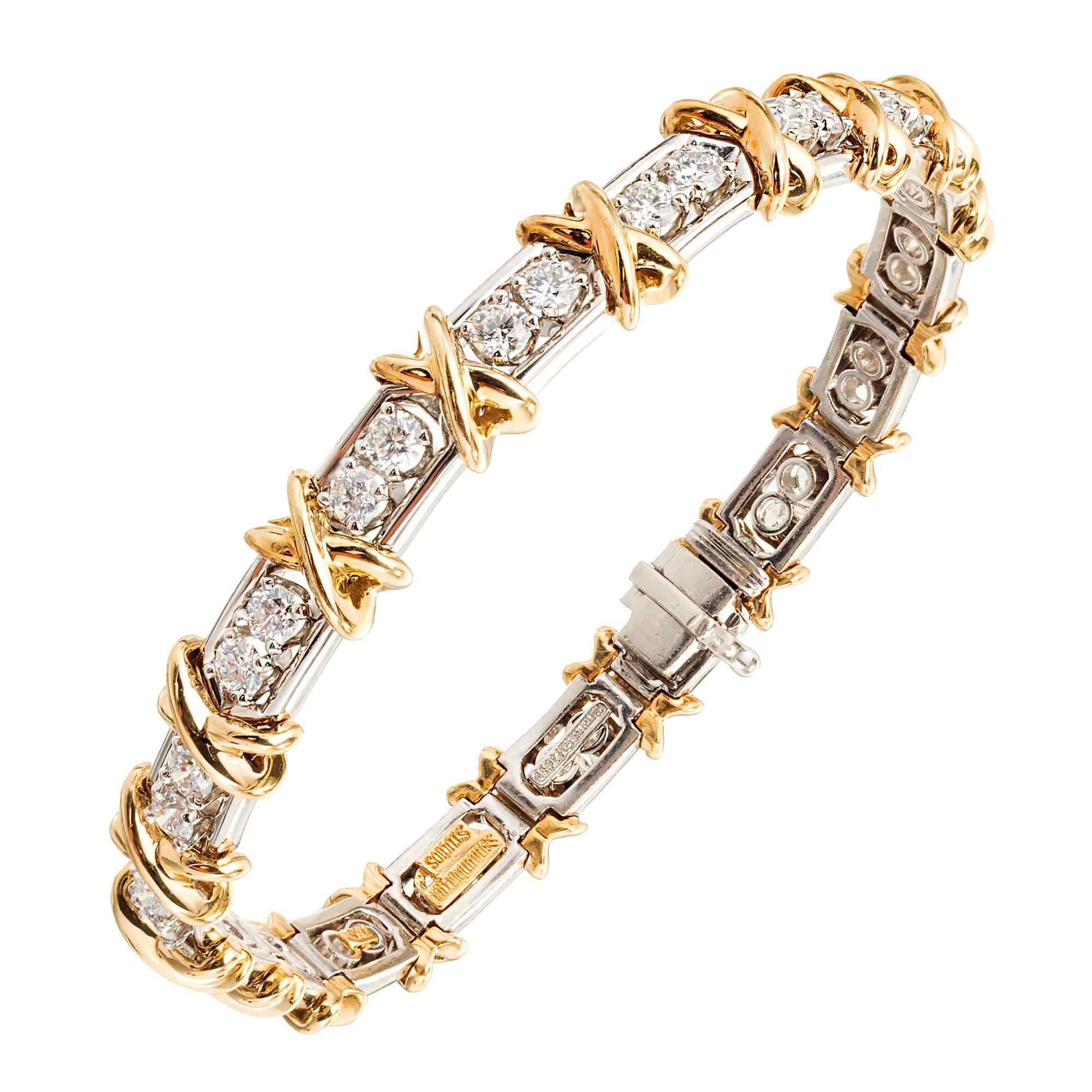 Tiffany & Co. Schlumberger 2.95 Carat Diamond Platinum Gold Bracelet