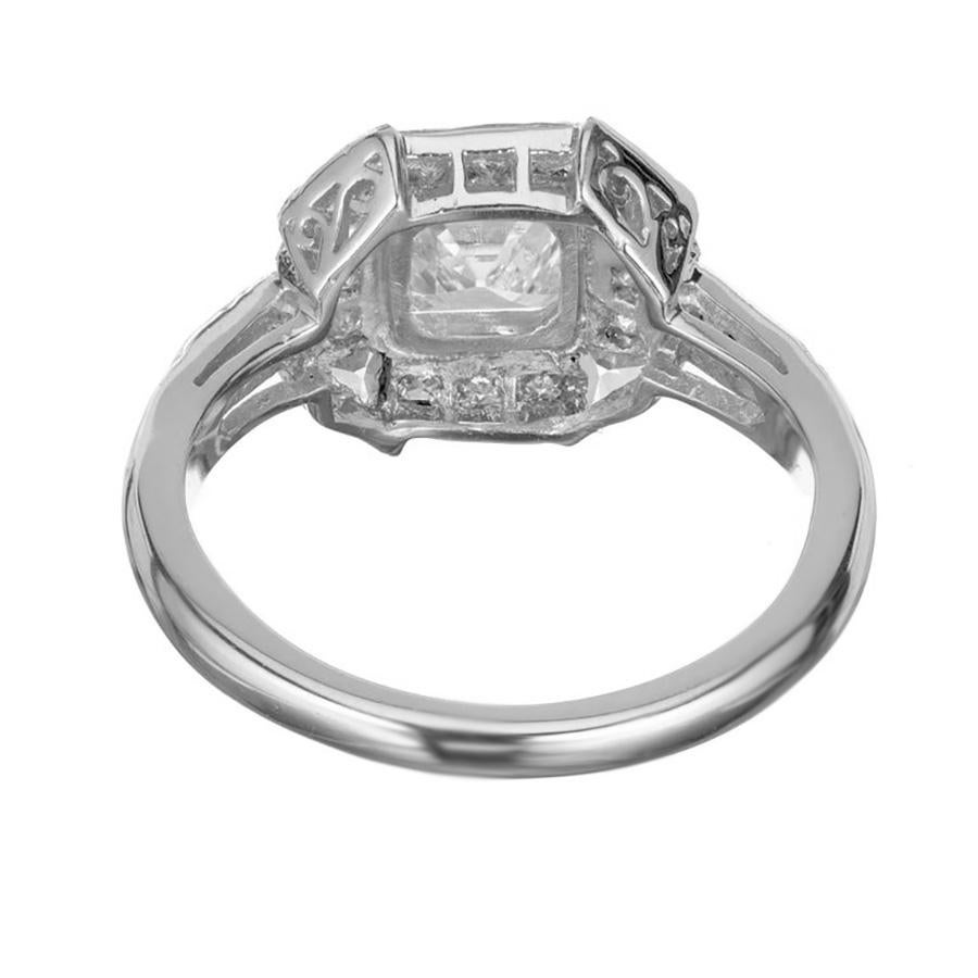 Peter Suchy Bague de fiançailles en platine avec diamant taille Asscher de 1,21 carat en vente 1