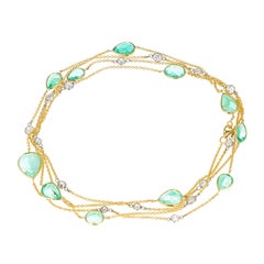 GIA Certified 30.00 Carat Emerald Diamond by the Yard Style Gold Chain Necklace