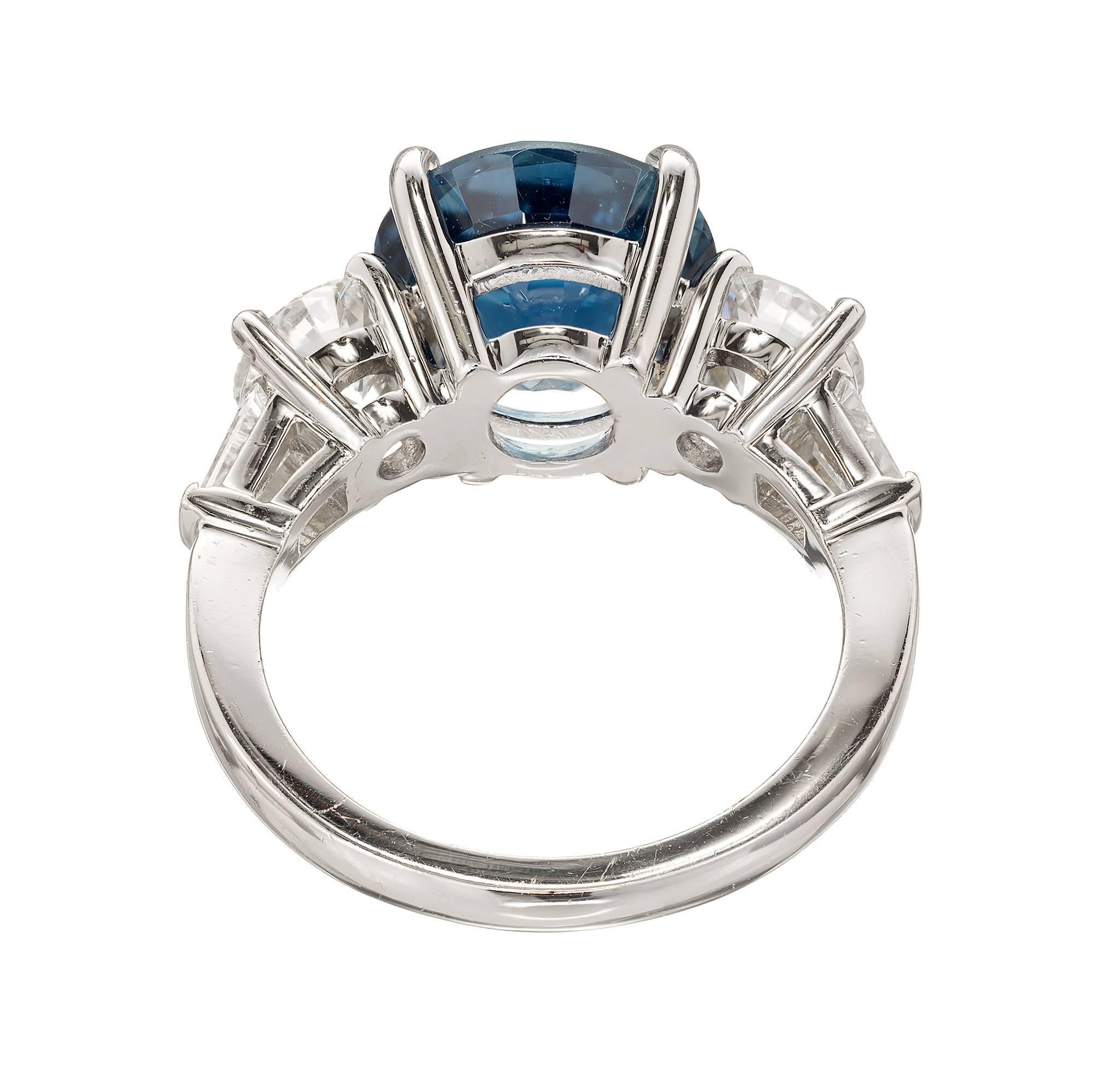Peter Suchy 4.17 Carat Natural Round Sapphire Diamond Platinum Engagement Ring 2