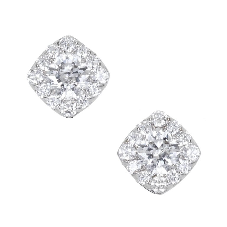 Hearts On Fire 1 06 Carat Diamond Gold Halo Cushion Square Stud Hearts On Fire 1 06 Carat Diamond Gold Halo Cushion Square Stud Earrings For