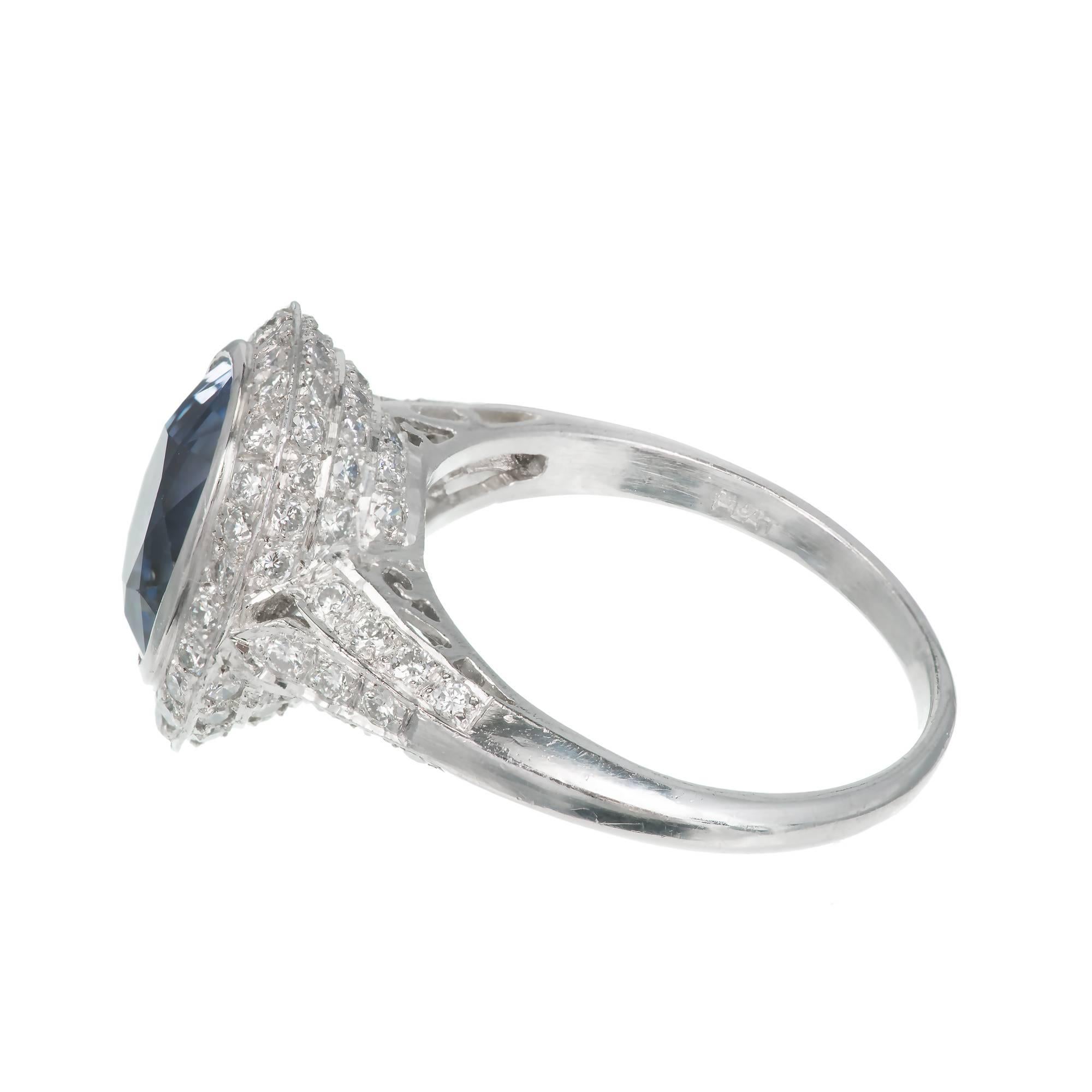 Verlobungsring aus Platin mit 4,55 Karat ovalem Saphir und Diamant von Peter Suchy (Ovalschliff) im Angebot