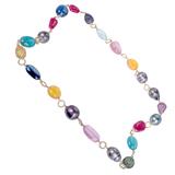 Garnet Pearl Sapphire Ruby Aqua Opal Tourmaline Gold Bead Necklace