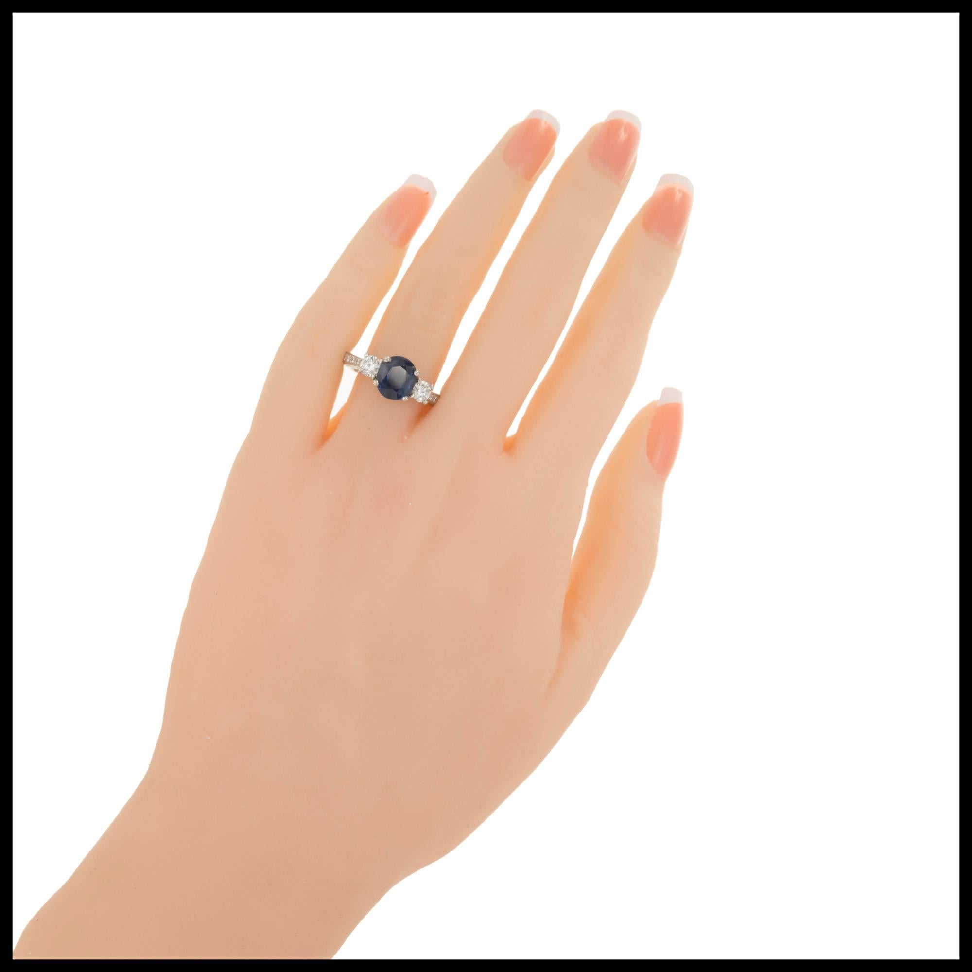 Women's Peter Suchy 2.48 Carat Blue Natural Sapphire Diamond Platinum Engagement Ring For Sale