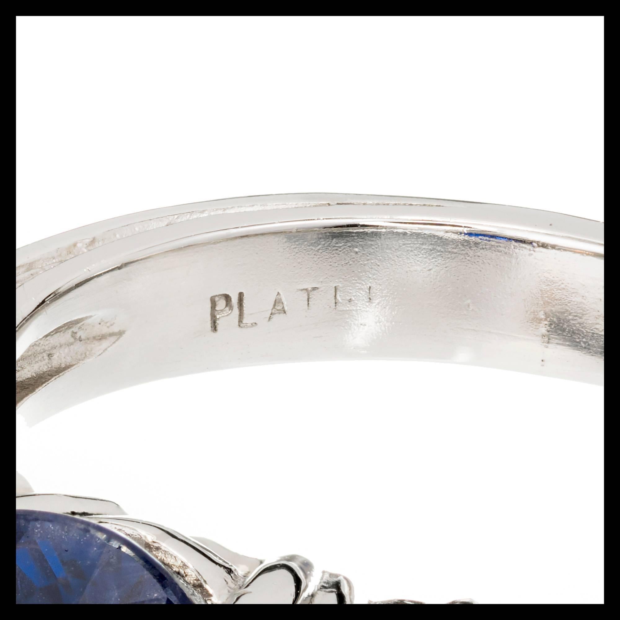 Peter Suchy 2.48 Carat Blue Natural Sapphire Diamond Platinum Engagement Ring For Sale 2
