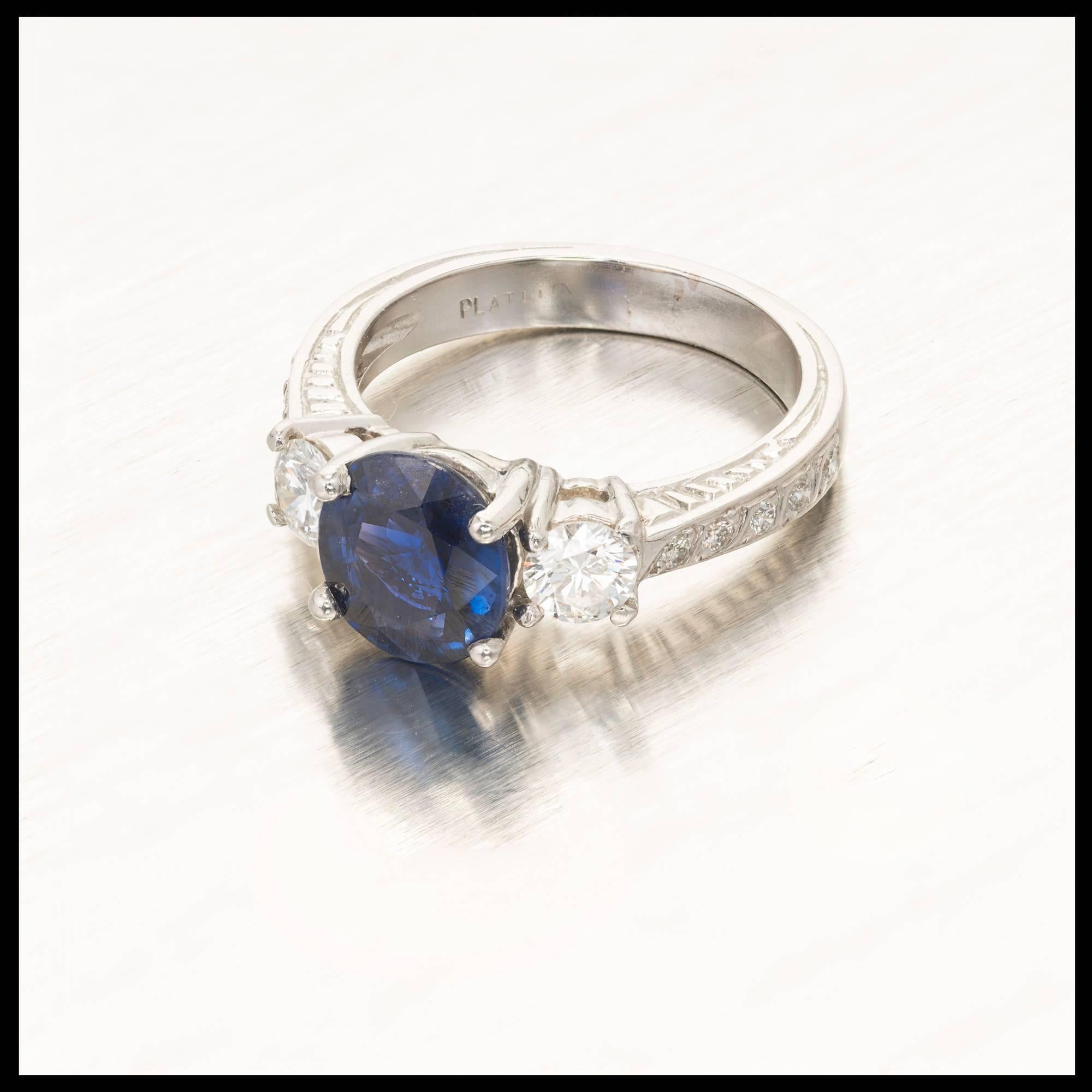 Peter Suchy 2.48 Carat Blue Natural Sapphire Diamond Platinum Engagement Ring For Sale 3