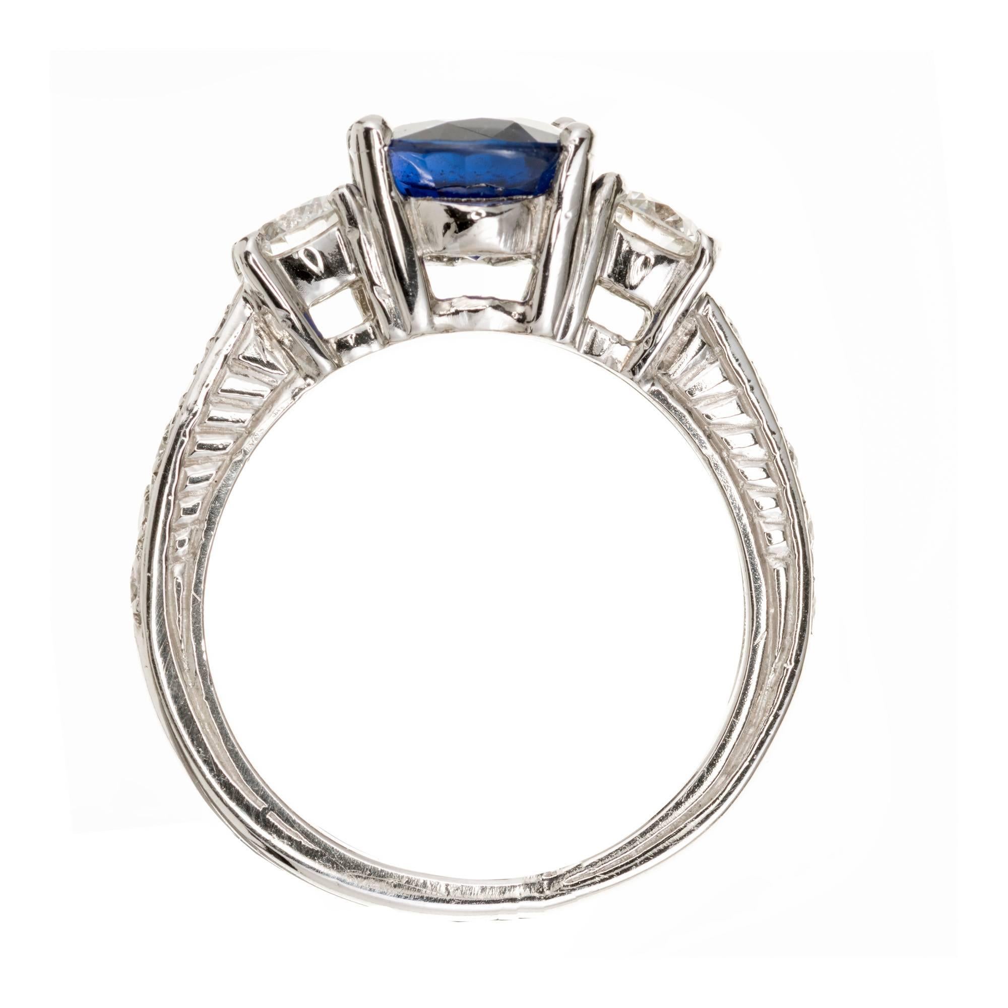 Peter Suchy 2.48 Carat Blue Natural Sapphire Diamond Platinum Engagement Ring In Good Condition For Sale In Stamford, CT
