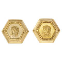SeidenGang Athena Yellow Gold Hexagon Cufflinks