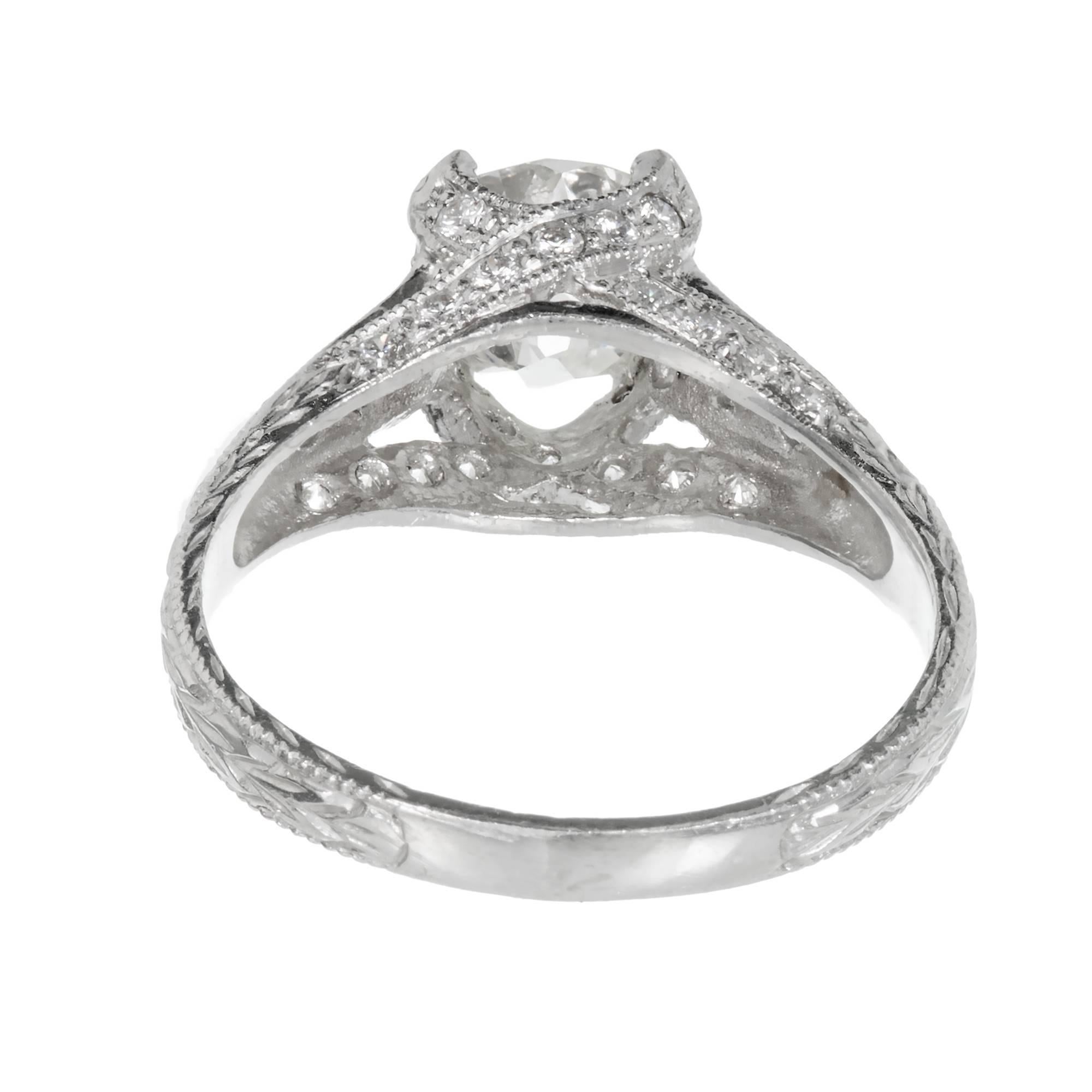 Peter Suchy  Bague de fiançailles en platine avec diamant taille coussin de 1,34 carat Pour femmes en vente