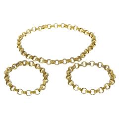 Handmade 2 Color Gold Wire Link Necklace Bracelet 9