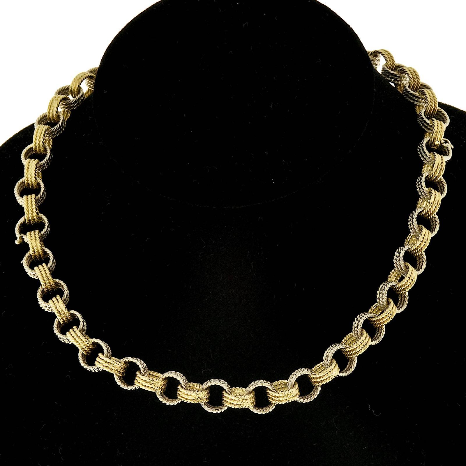 Handmade 2 Color Gold Wire Link Necklace Bracelet 5