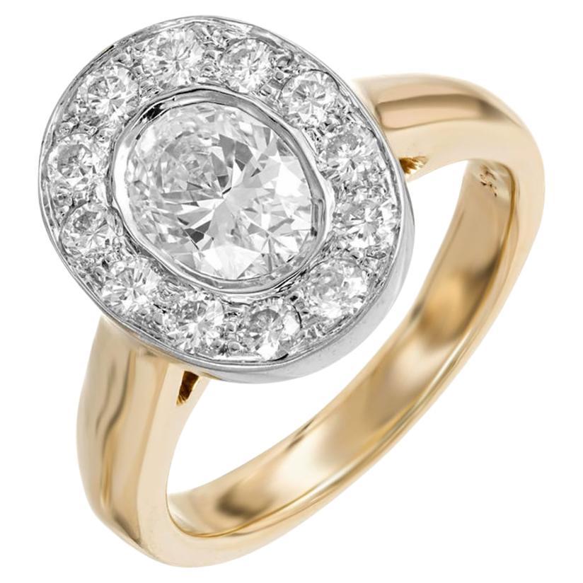 1,02 Karat Oval Diamant Halo Gold Verlobungsring