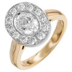 Used 1.02 Carat Oval Diamond Halo Gold Engagement Ring