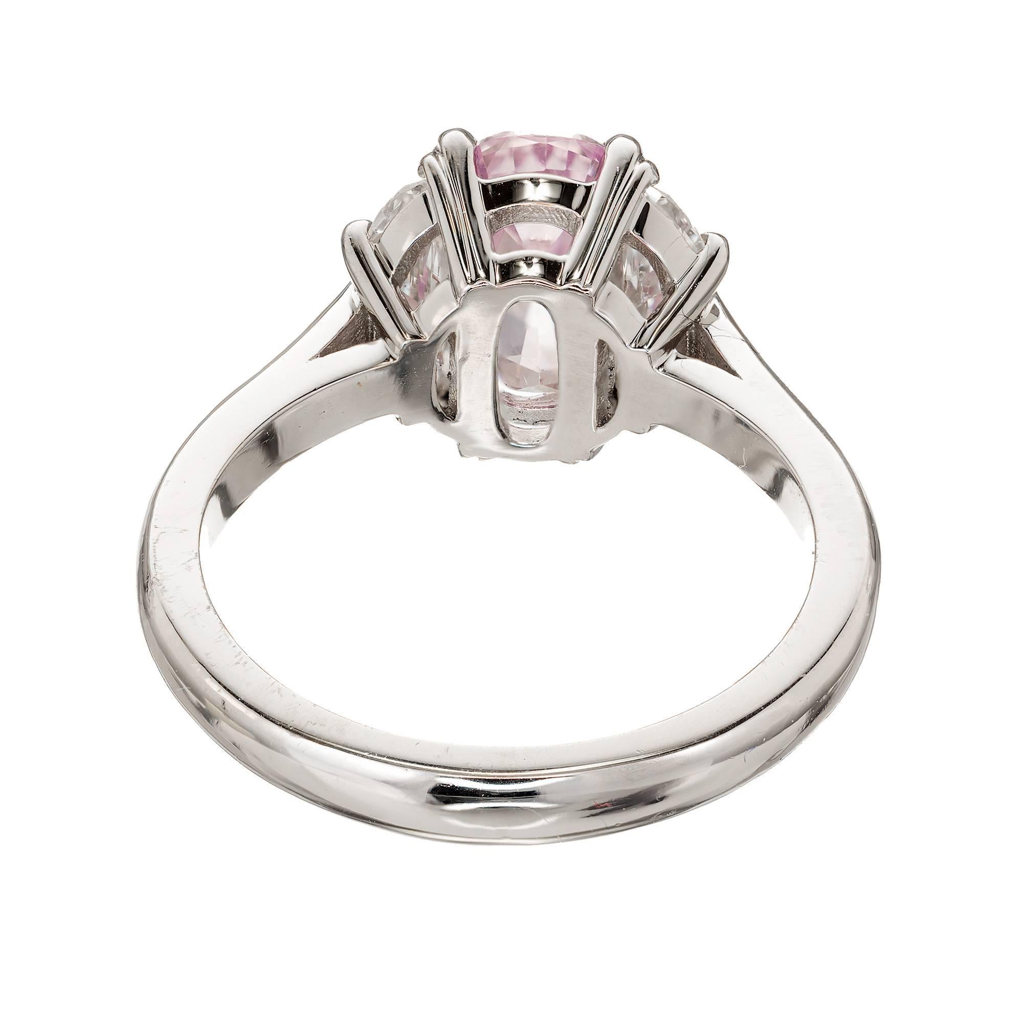 Peter Suchy 2.24 Carat Pink Cushion Sapphire Diamond Platinum Engagement Ring 1