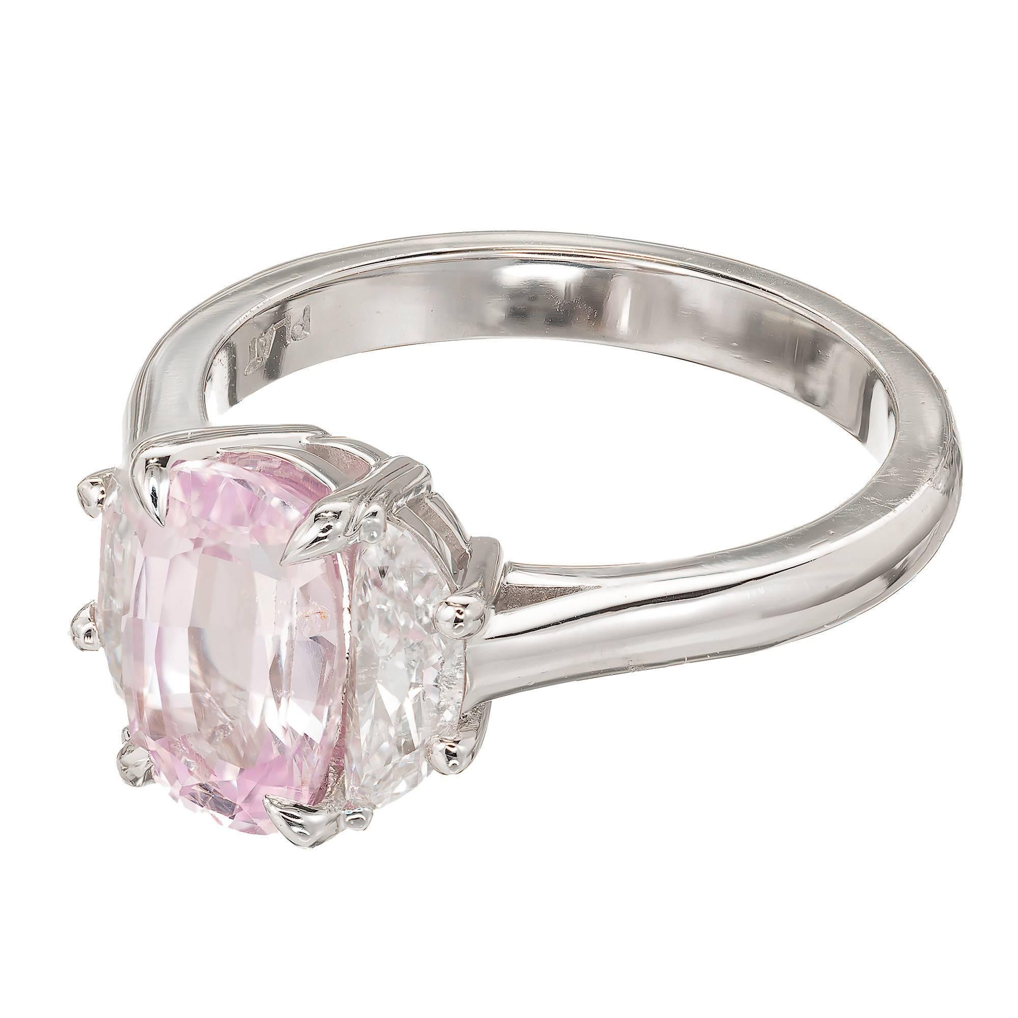 Women's Peter Suchy 2.24 Carat Pink Cushion Sapphire Diamond Platinum Engagement Ring