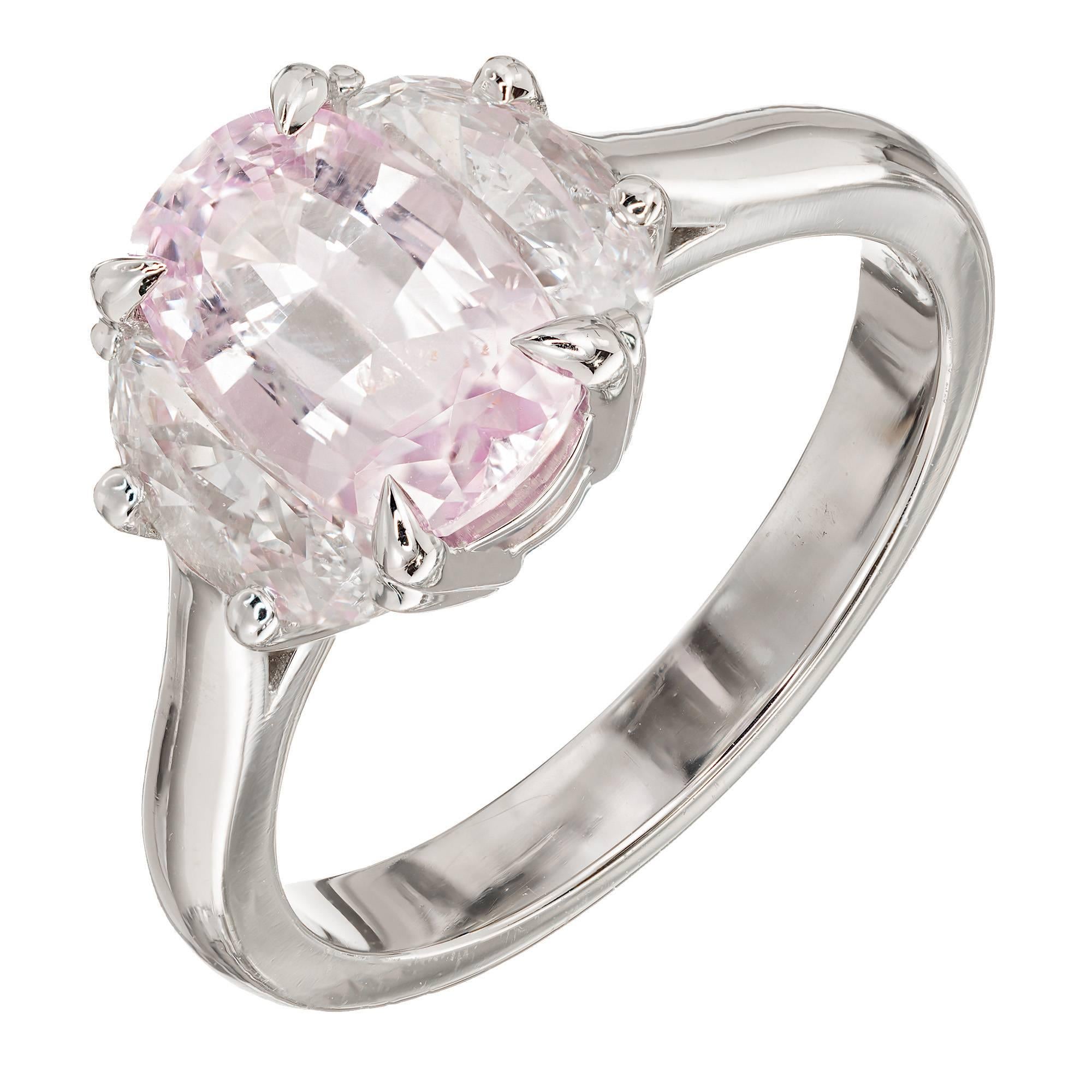 Peter Suchy 2.24 Carat Pink Cushion Sapphire Diamond Platinum Engagement Ring
