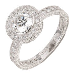 Peter Suchy 1.01 Carat Diamond Micro Pave Engraved Platinum Engagement Ring