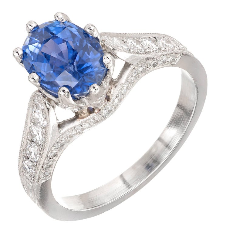 Peter Suchy 2.91 Carat Cornflower Blue Sapphire Diamond Platinum Engagement Ring For Sale