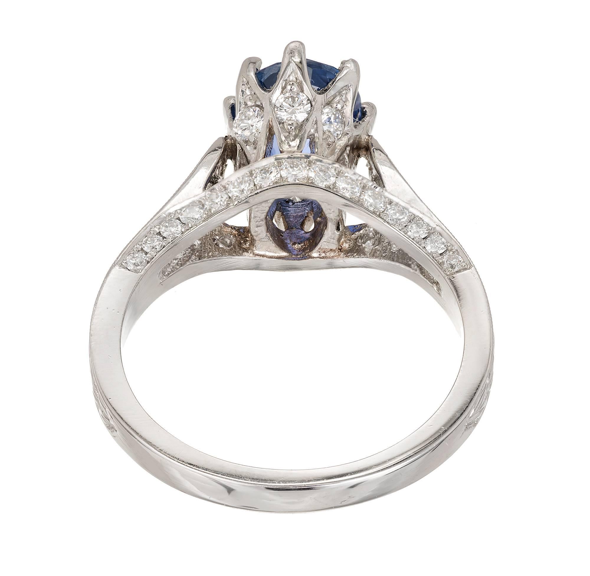 Peter Suchy Bague de fiançailles en platine avec saphir bleu tournesol de 2,91 carats et diamants en vente 1