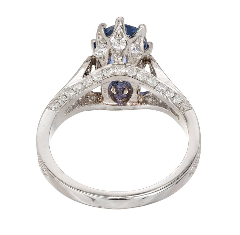 Peter Suchy 2.91 Carat Cornflower Blue Sapphire Diamond Platinum Engagement Ring For Sale 1