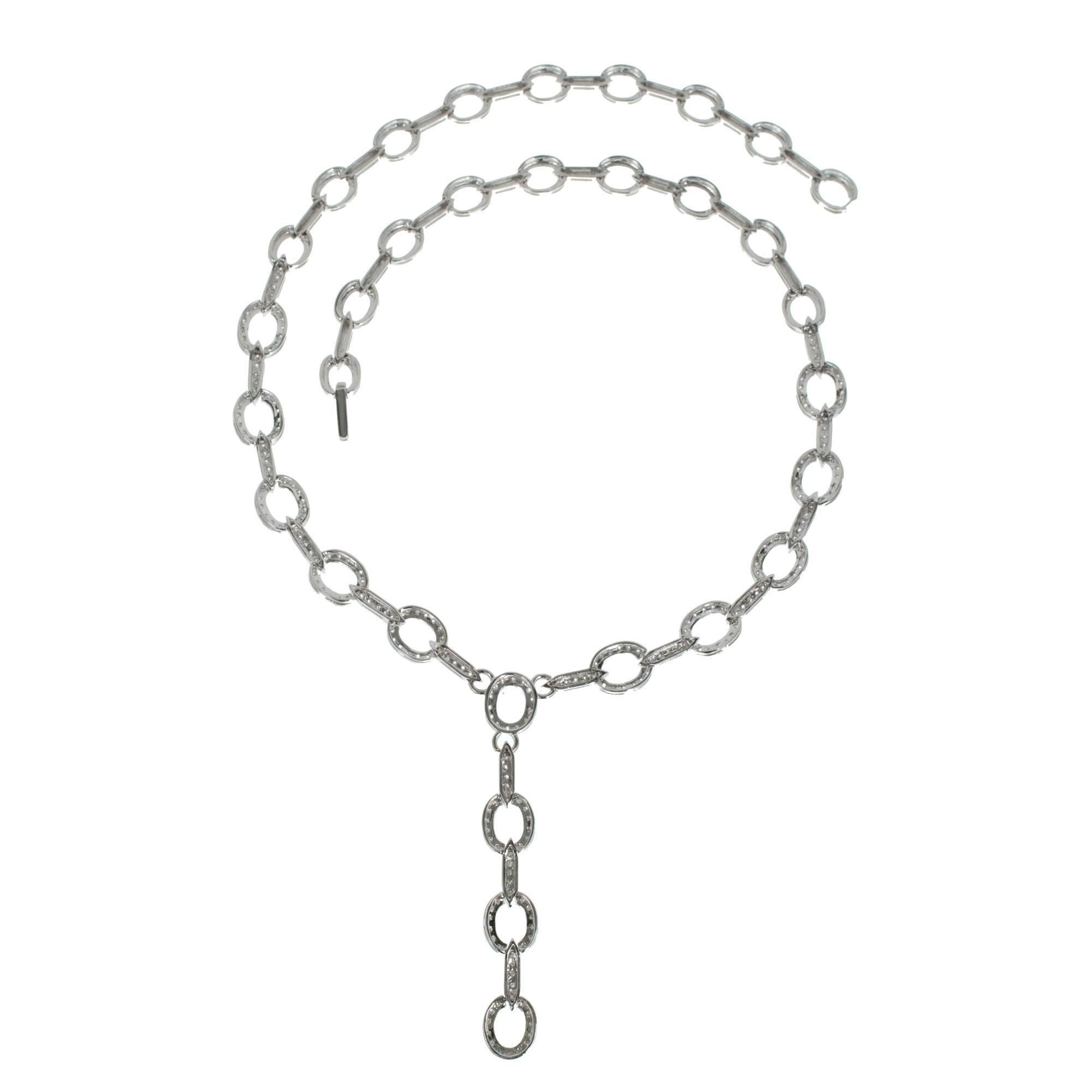 Women's 4.50 Carat Diamond Gold Y Design Drop Link Necklace