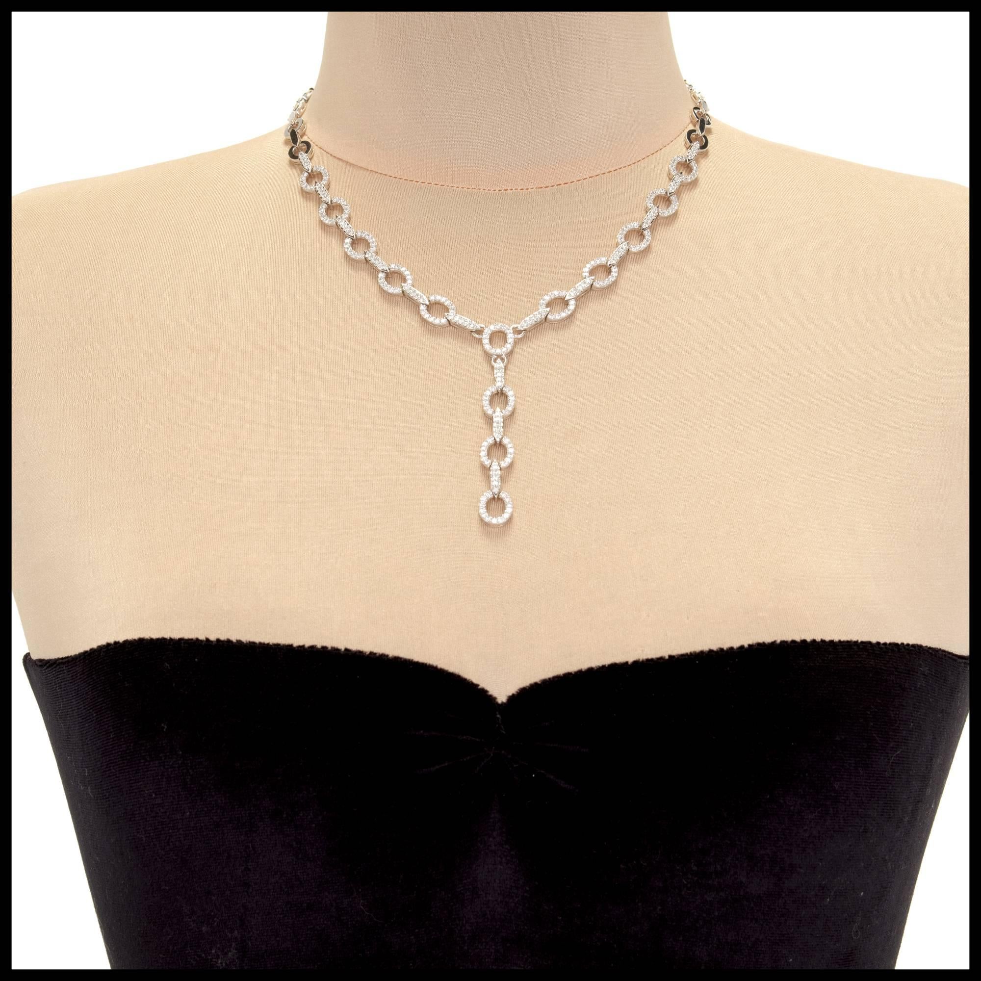 4.50 Carat Diamond Gold Y Design Drop Link Necklace 1