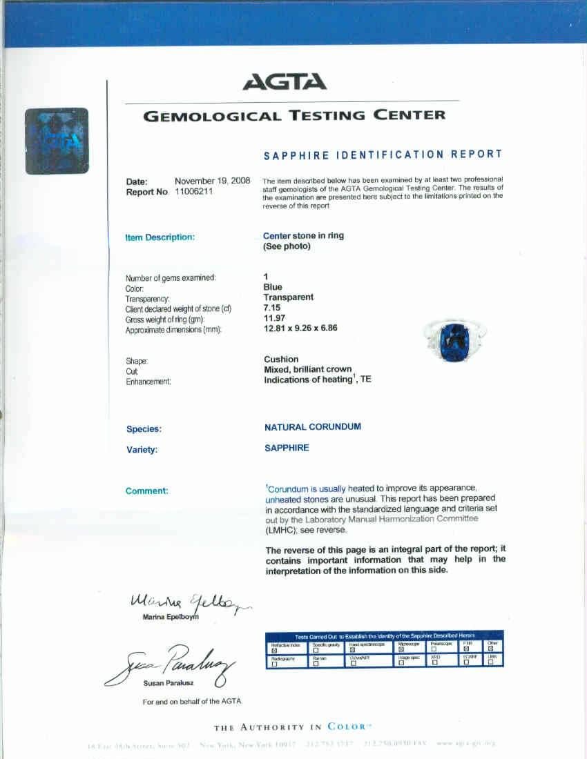 Peter Suchy 7.15 Carat Ceylon Sapphire Diamond Platinum Engagement Ring In Good Condition In Stamford, CT