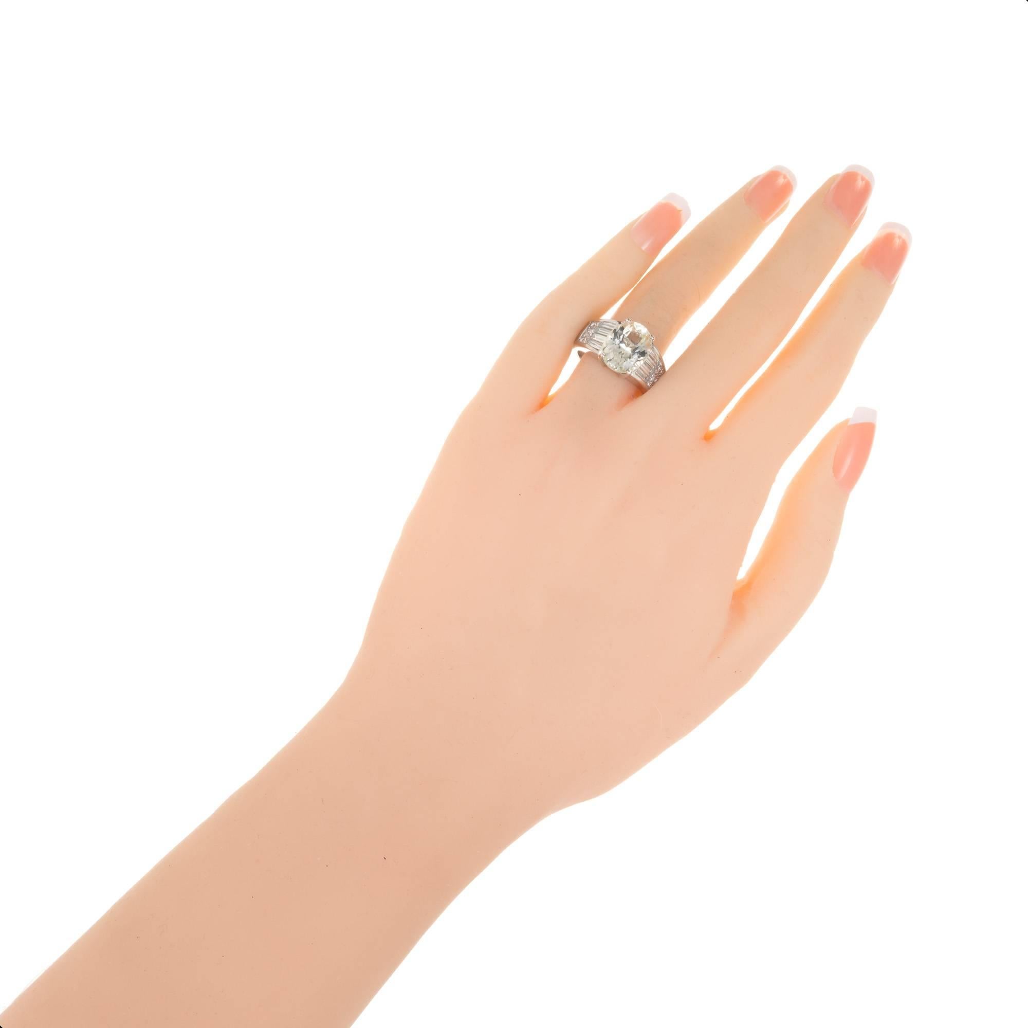 Women's 5.89 Carat Natural Oval Sapphire Diamond Platinum Engagement Ring For Sale