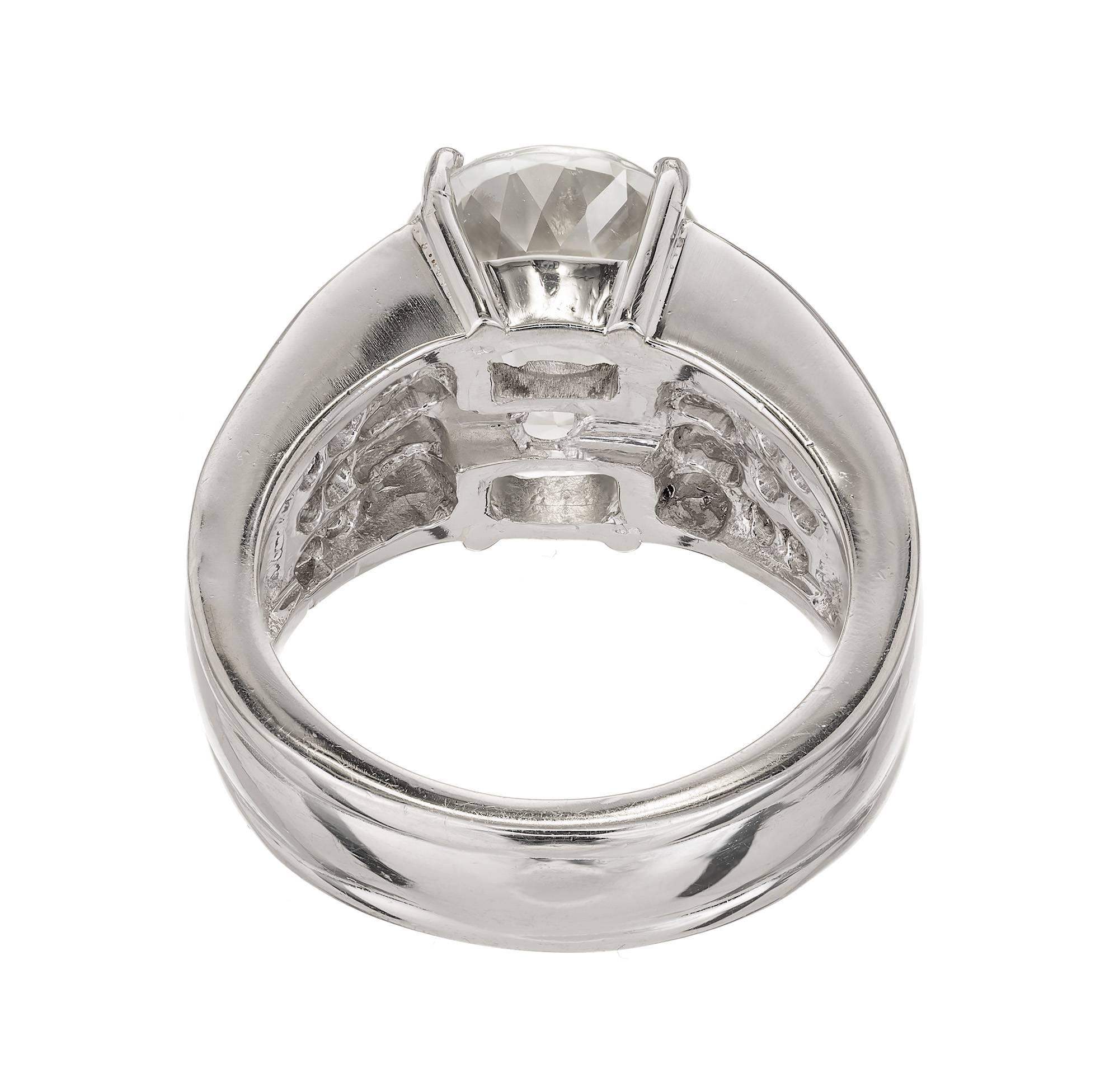5.89 Carat Natural Oval Sapphire Diamond Platinum Engagement Ring For Sale 1
