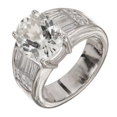 5.89 Carat Natural Oval Sapphire Diamond Platinum Engagement Ring