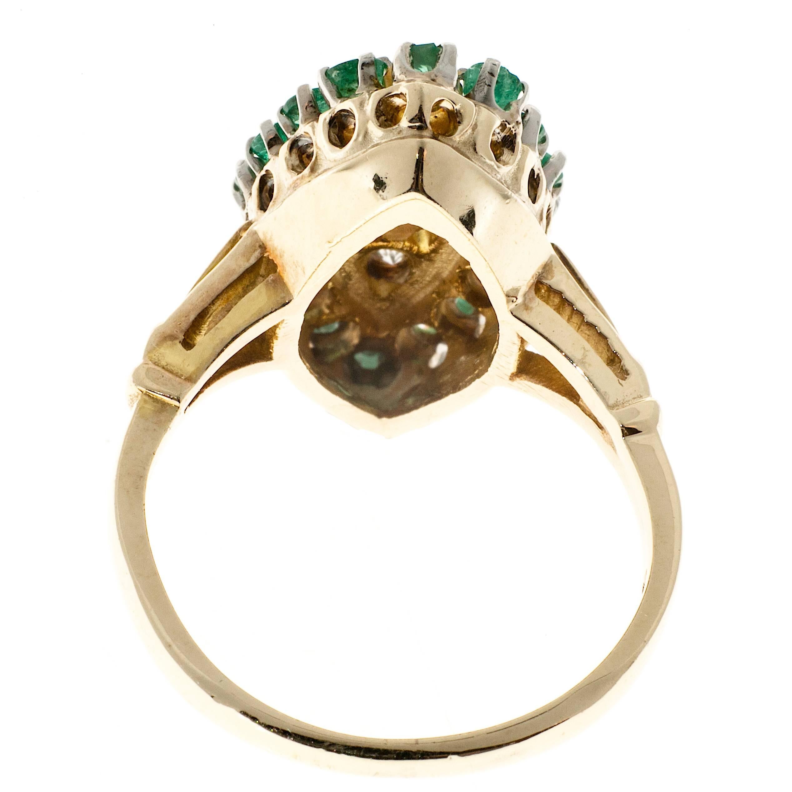 Emerald Diamond Gold Halo Ring For Sale 1