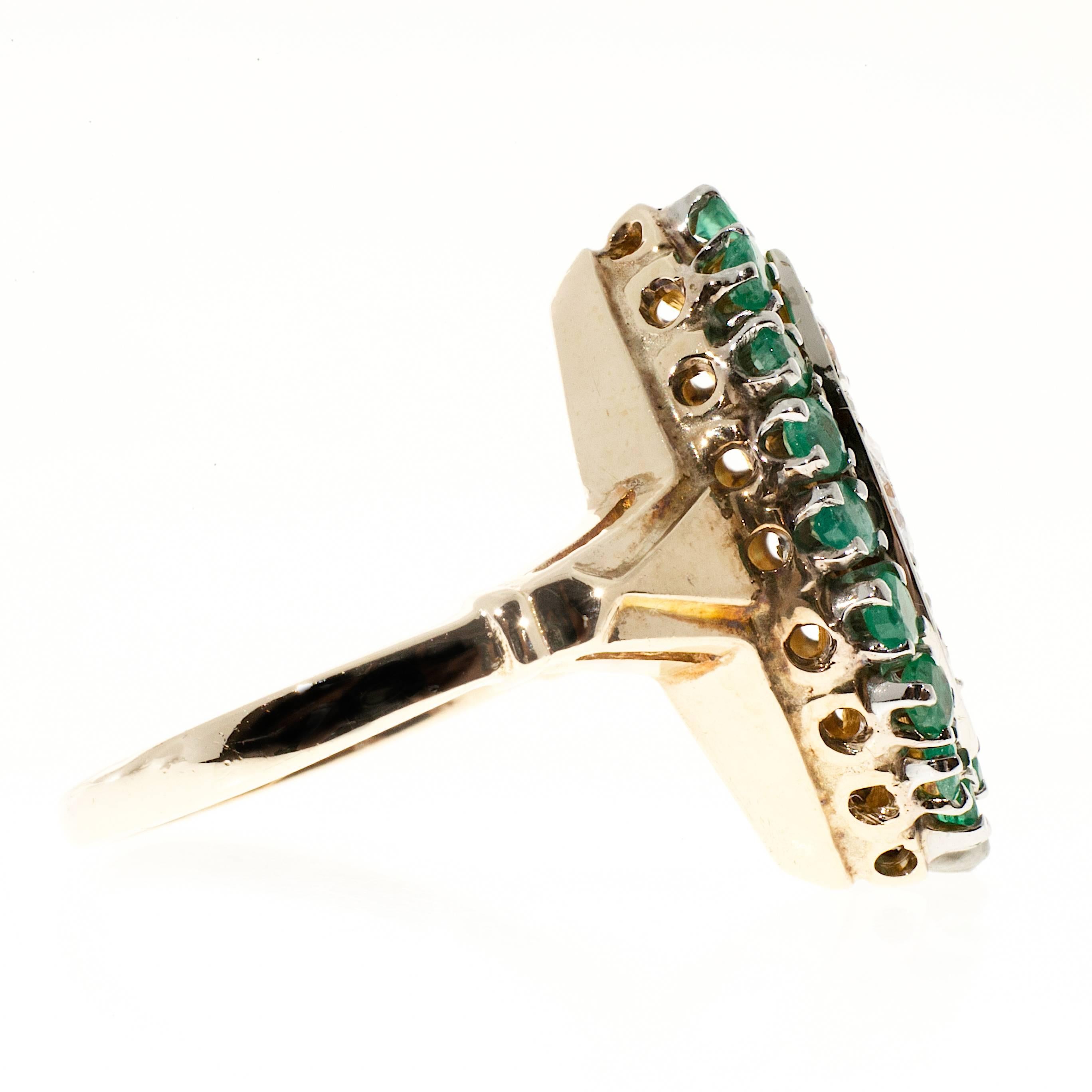 Women's Emerald Diamond Gold Halo Ring For Sale