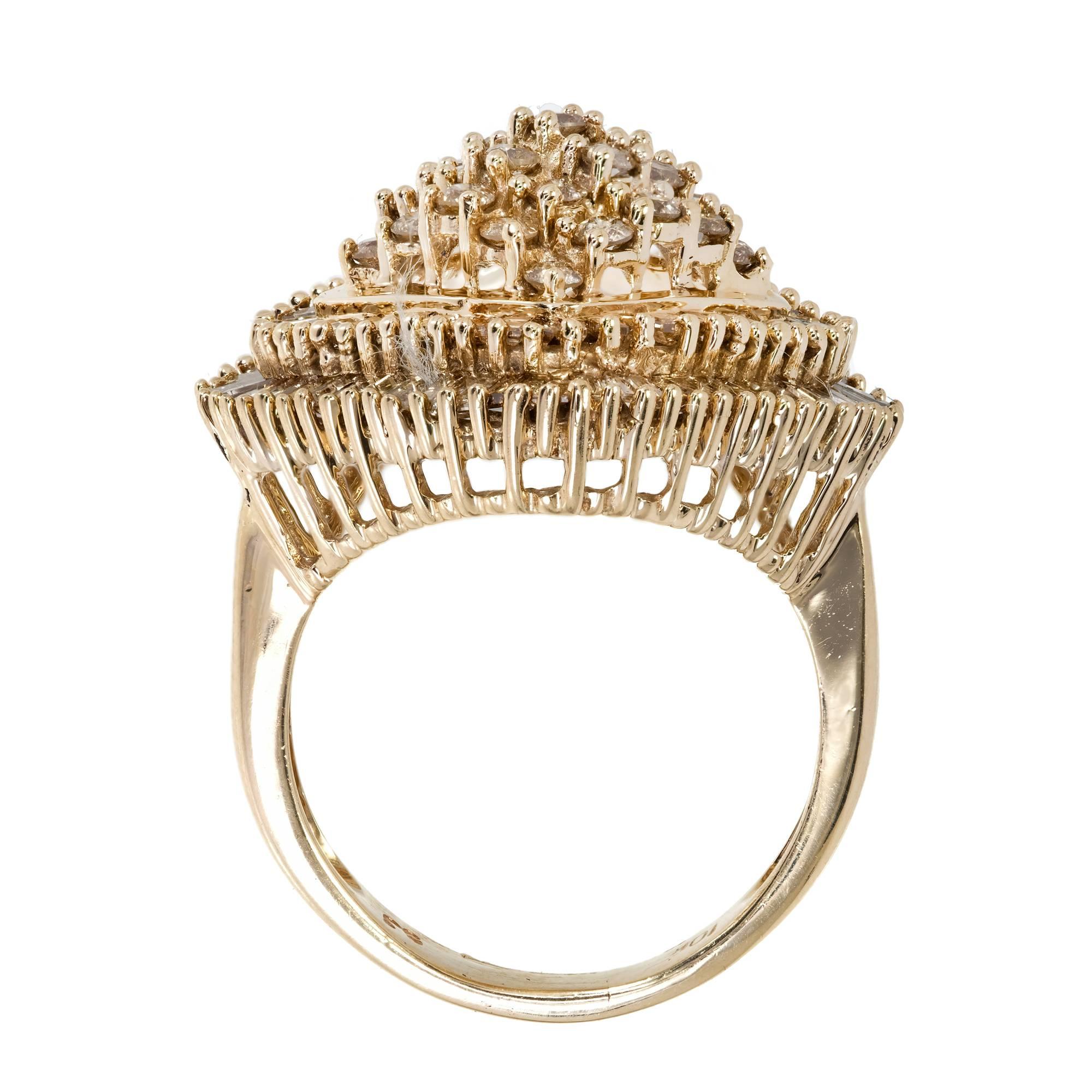 Women's 2.75 Carat Smoky Brown Diamond Gold Cluster Cocktail Ring