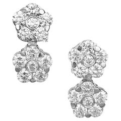 Peter Suchy 2.12 Carat Diamond Gold Double Cluster Dangle Earrings