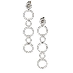 1.00 Carat Diamond Gold Circle Dangle Earrings 12
