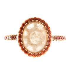 2.41 Carat Cabochon Sapphire Orange Sapphire Diamond Rose Gold Engagement Ring