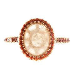 2.41 Carat Cabochon Sapphire Orange Sapphire Diamond Rose Gold Engagement Ring 6