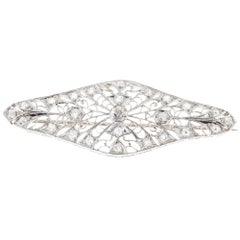 .48 Carat Diamond Platinum Filigree Edwardian Brooch