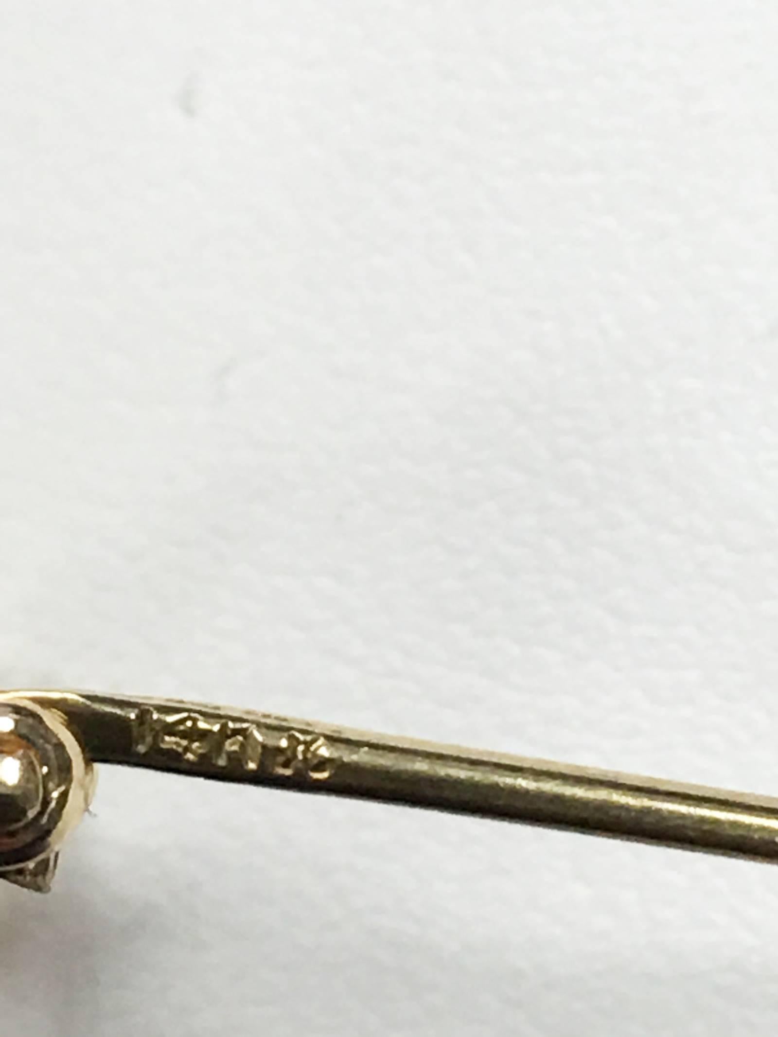 Blumenanstecker aus Roségold mit Perlen und Emaille von Krementz im Angebot 2